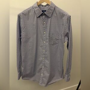 Gant Collared Shirt Broadcloth Fitted Slim Leaf Motif Blue/Red/White XL